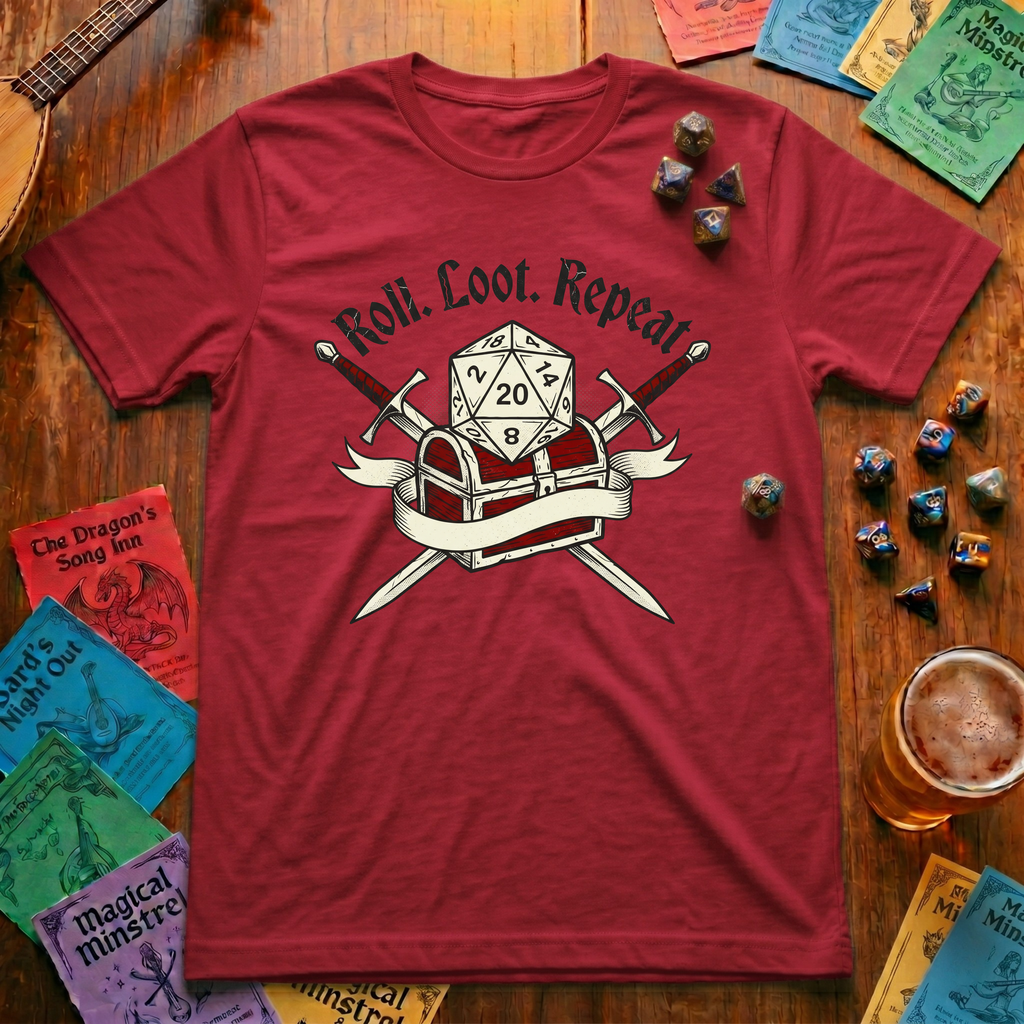 Roll Loot Repeat D20 T-shirt