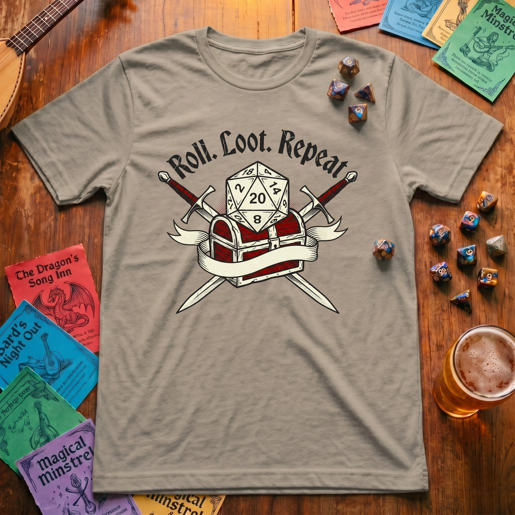Roll Loot Repeat D20 T-shirt