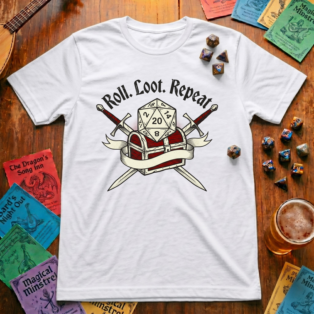 Roll Loot Repeat D20 T-shirt